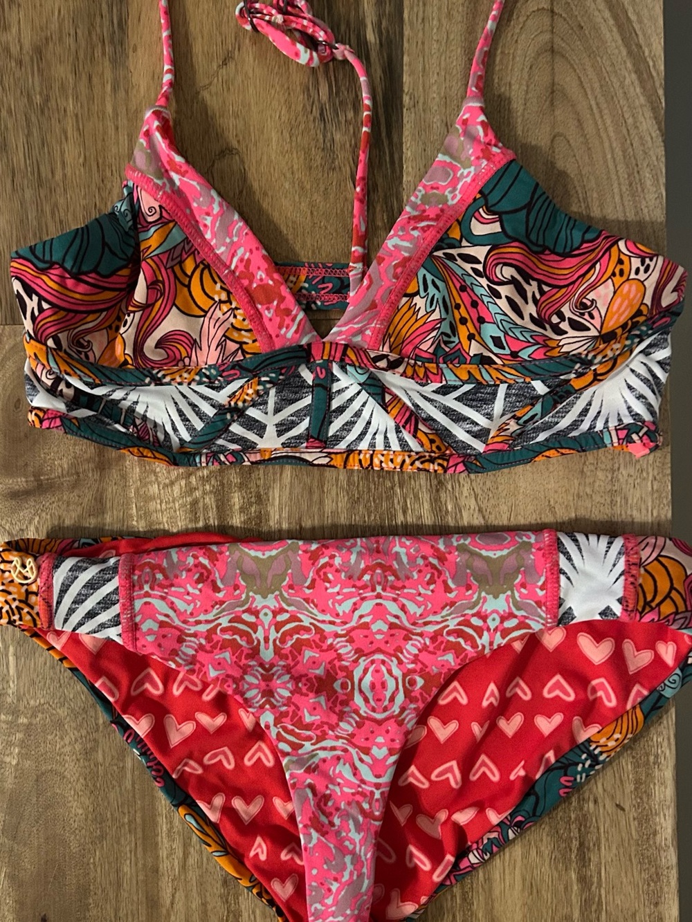 Maaji girls bikini - Multicolor Printed Bikini Set - Pink Accent - Reversible